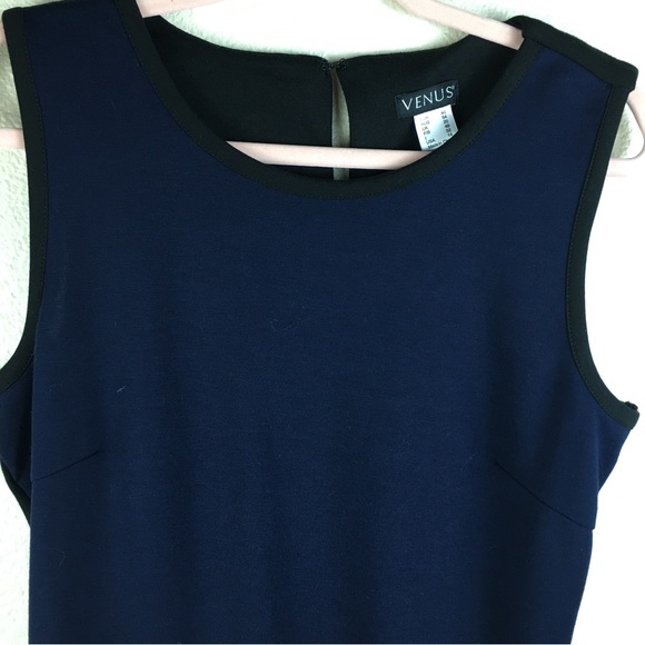Venus Women's Navy Blue Black Asymmetrical Zip & Hem Sleeveless Dress Size 14 - Picture 3 of 11